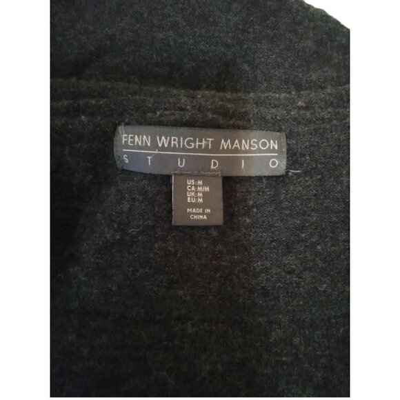 FENN Wright Manson Gray Wool Latch Hook Hooded Cardigan Sz M - Picture 7 of 8